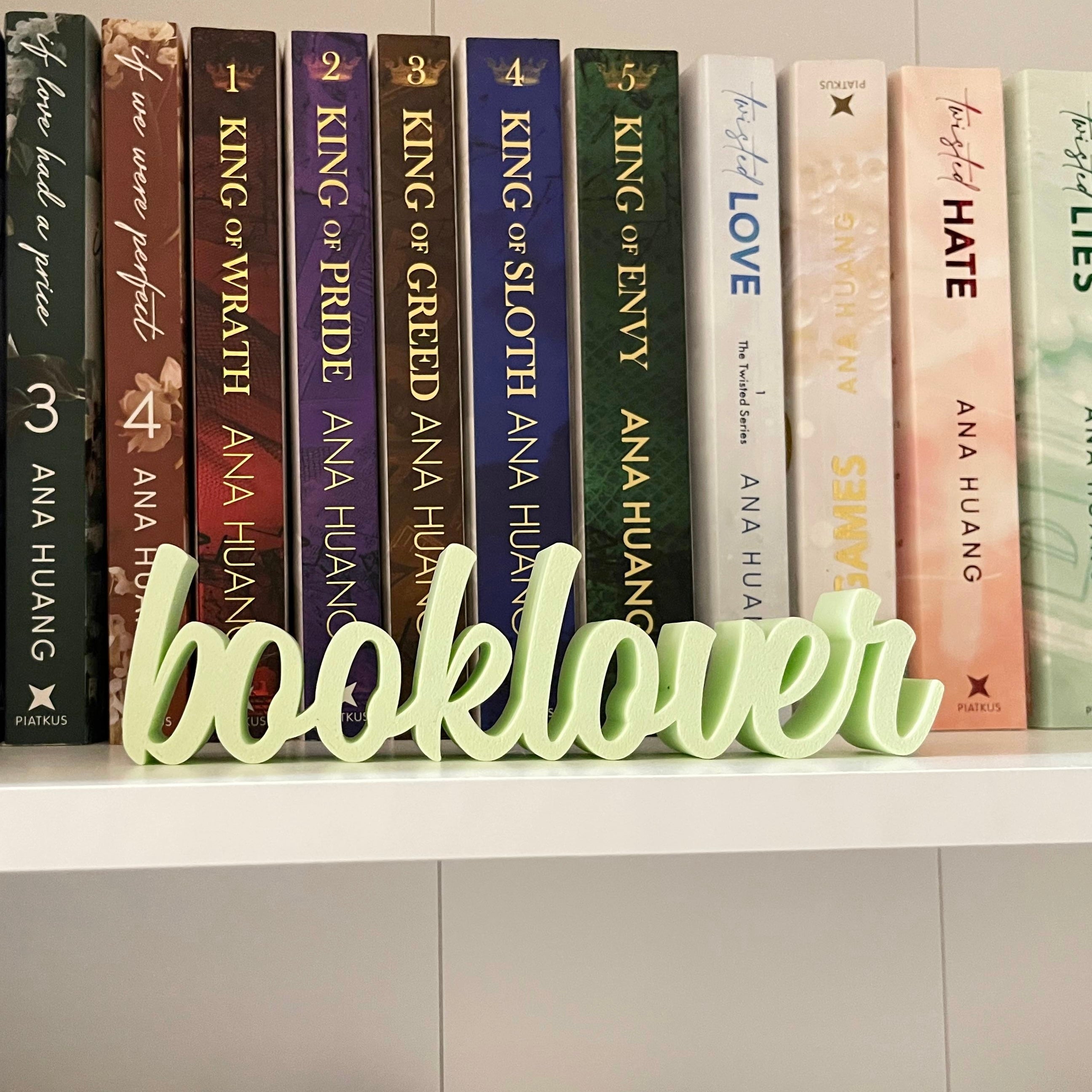 Booklover Schriftzug aus 3D-Druck